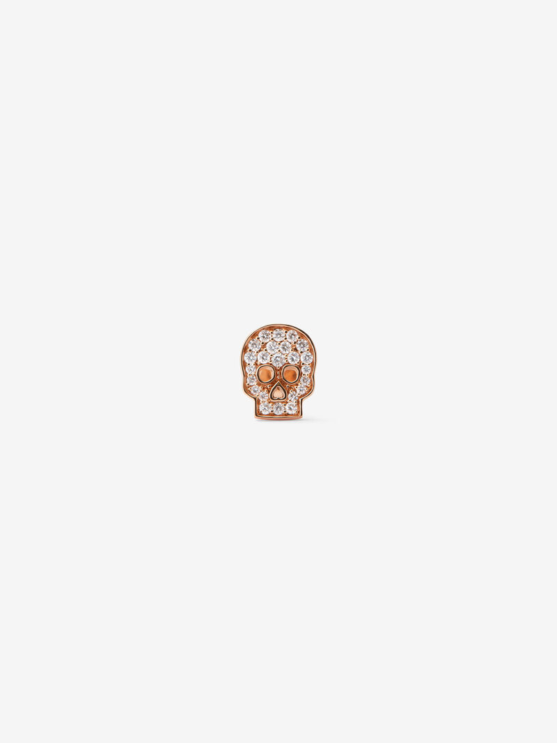 18kt Rose Gold Individual Skull Earring with Diamonds image number 2