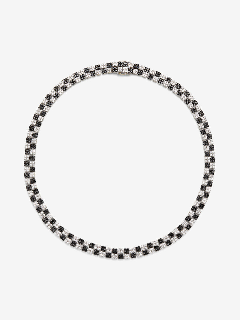 18K white gold necklace with 452 brilliant-cut white diamonds with a total of 7.8 cts and 452 black diamonds with a total of 8.52 cts image number 0