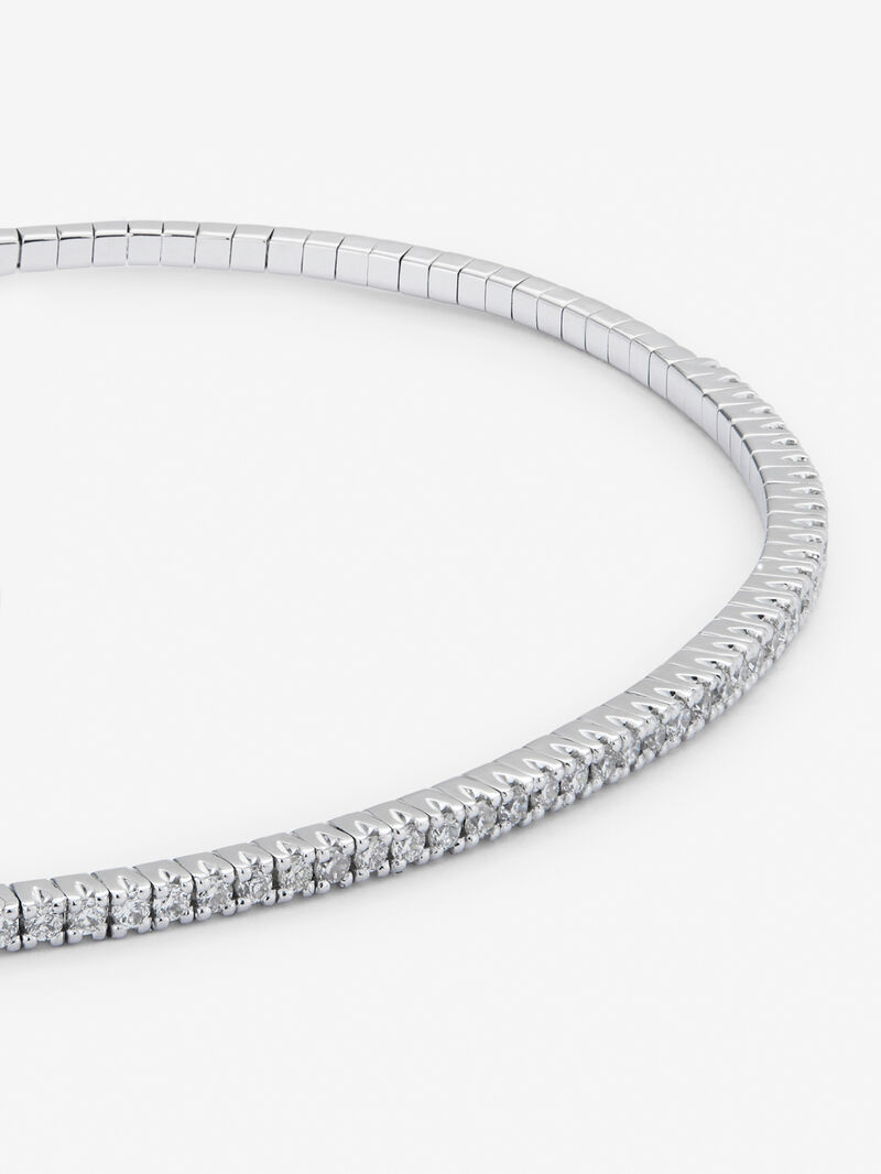 Rigid 18K white gold bracelet with 0.39 ct brilliant-cut white diamonds image number 3