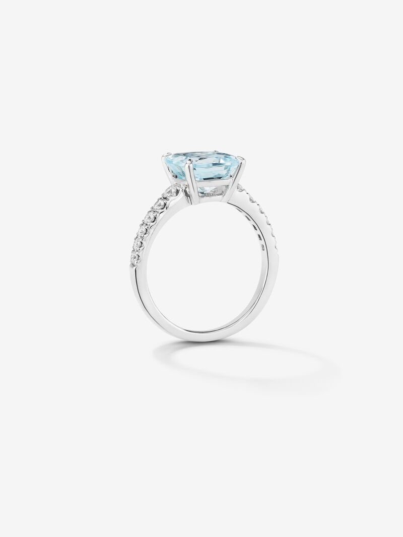 18K white gold solitaire ring with topaz and diamond image number 4