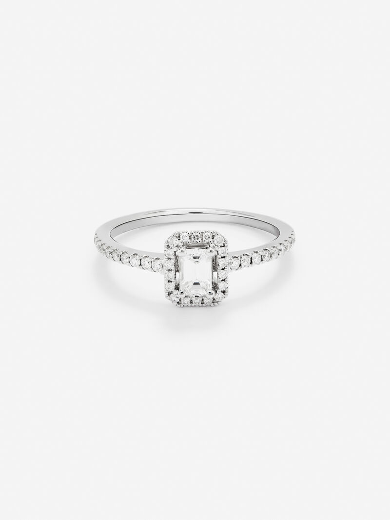 18K white gold solitaire engagement ring with diamond image number 0