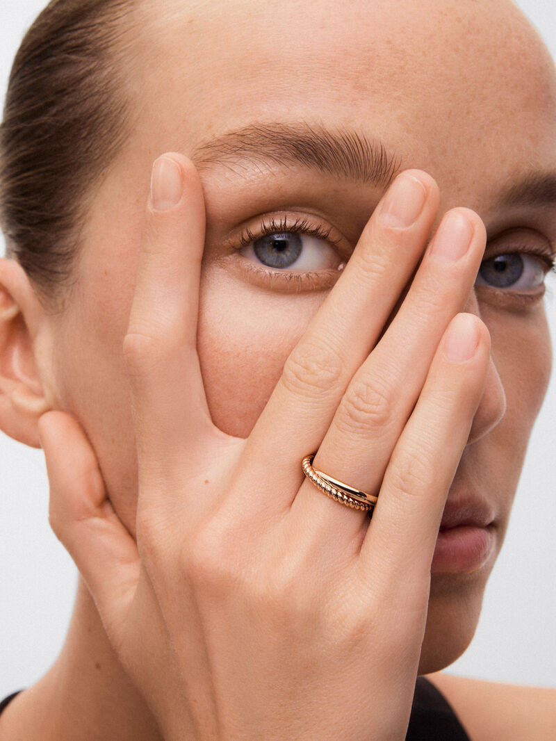 18kt Rose Gold Double Crossed Ring image number 1