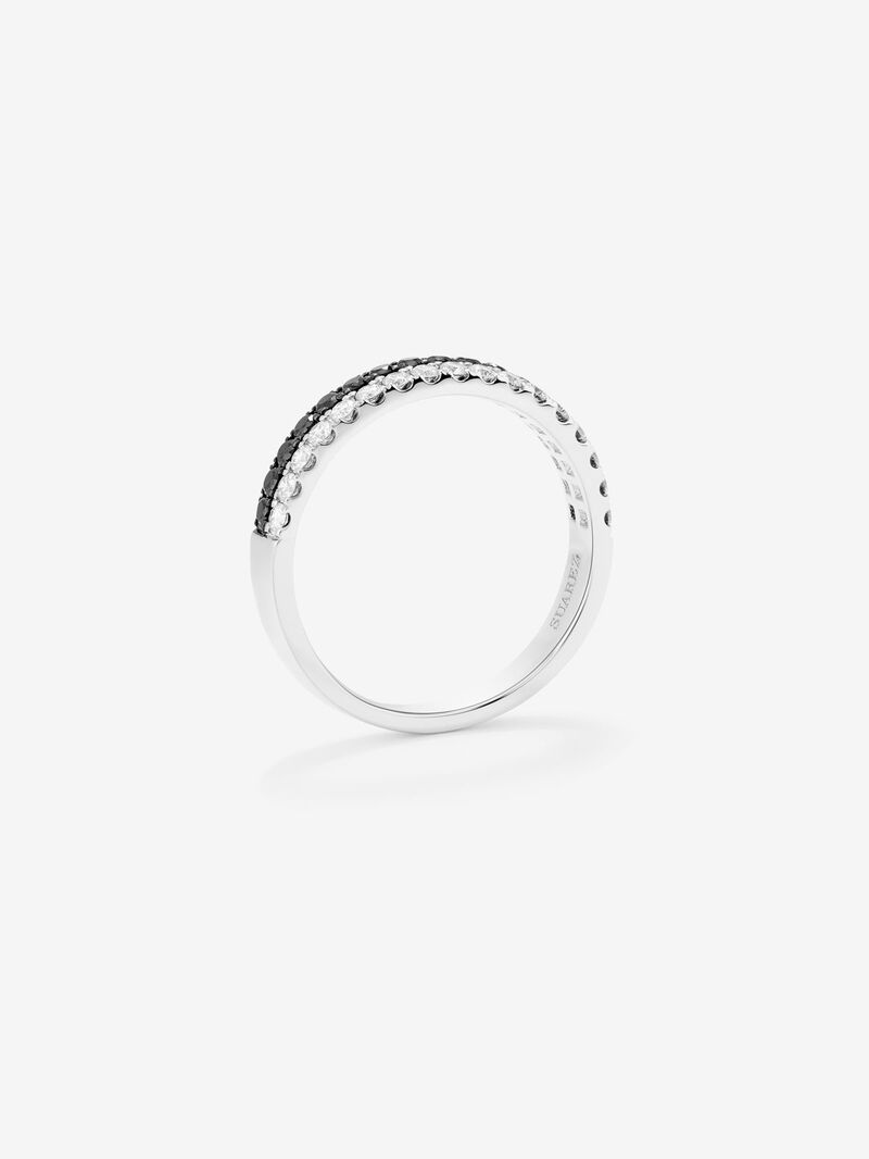 18K white gold ring with 17 brilliant-cut diamonds with a total of 0.24 cts and 17 brilliant-cut black diamonds with a total of 0.27 cts image number 3