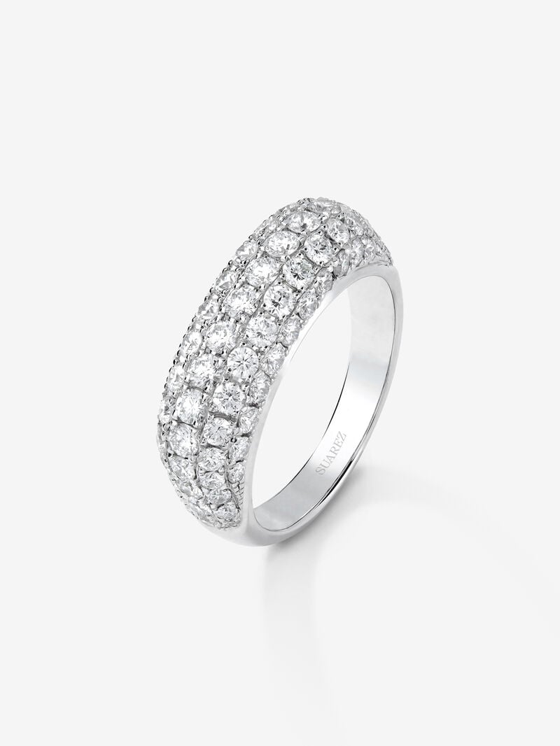 18K White Gold Ring with white diamond pavement in 1.6 cts bright size image number 0