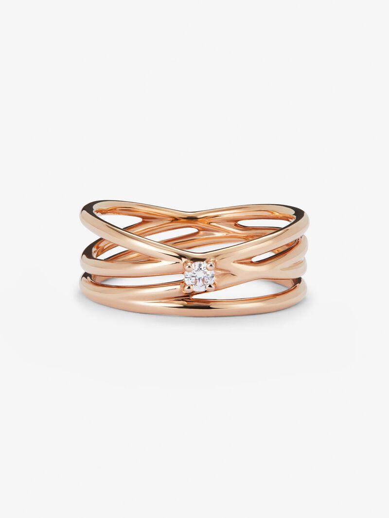 18K rose gold multibrazo ring with white diamond in bright size image number 1