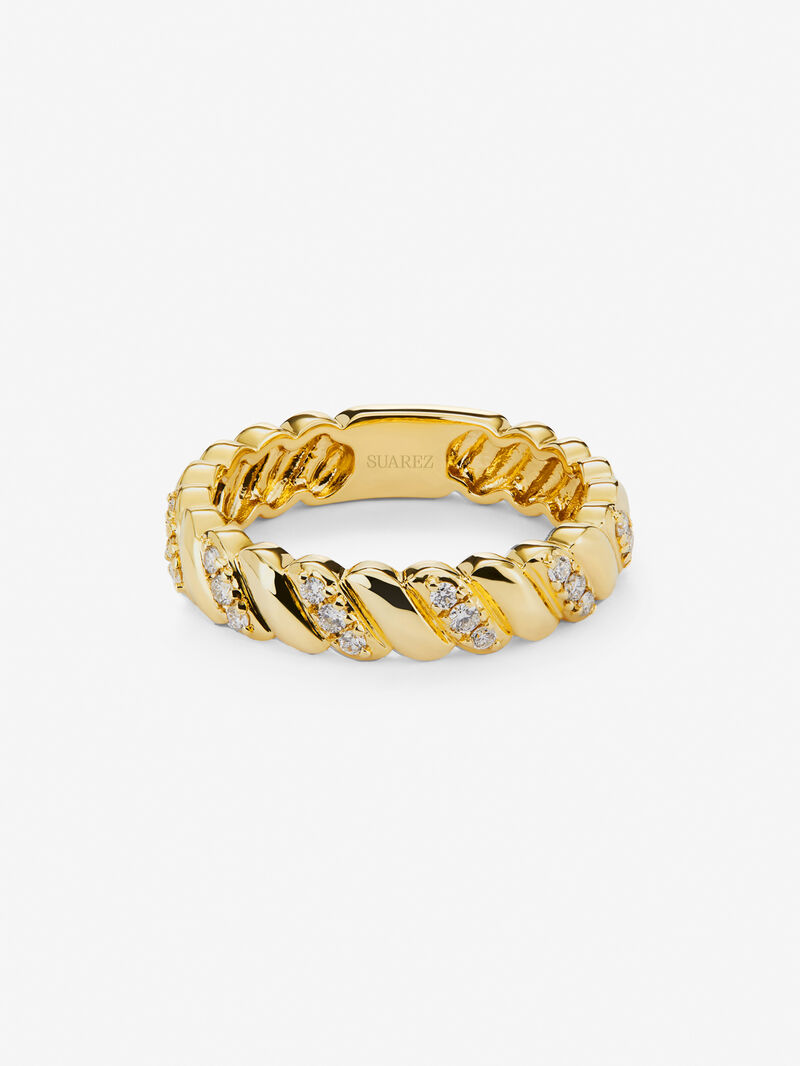 18K yellow gold ring with white diamonds of 0.18 cts image number 2