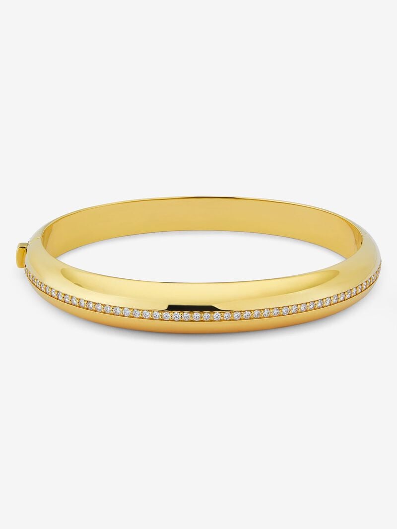Rigid 18K Yellow Gold Bracelet with Pavé Brilliant-Cut Diamonds image number 0