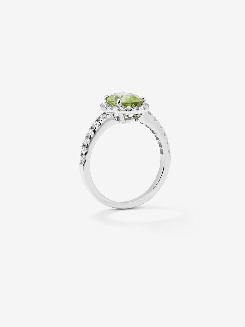 18K white gold ring with green peridot image number 4