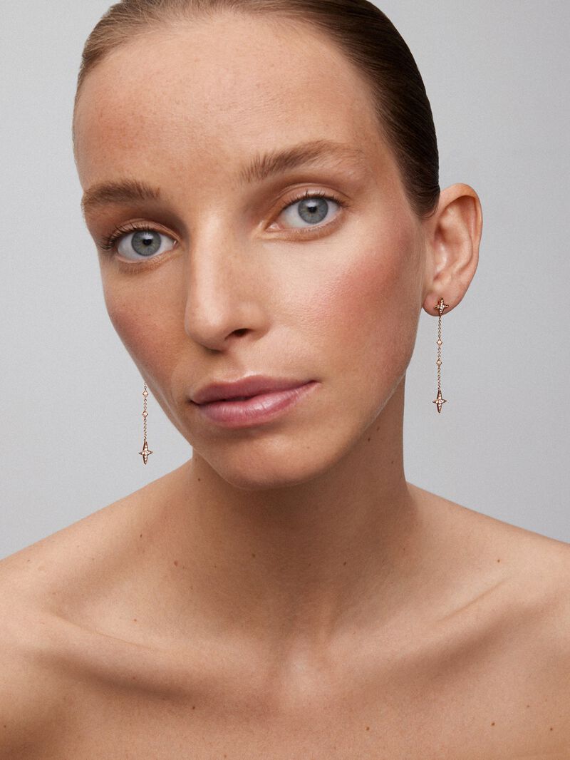 18K rose gold earrings with 32 brilliant-cut diamonds with a total of 0.28 cts image number 5