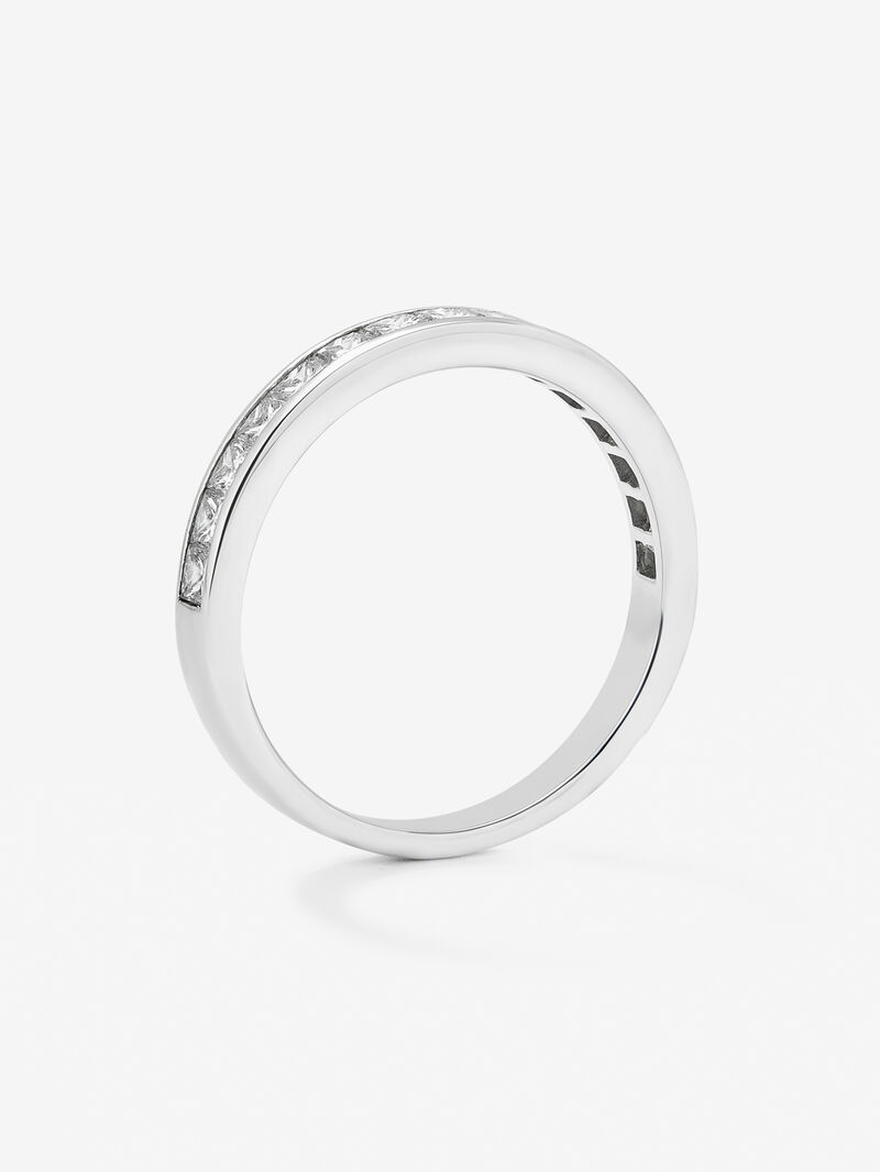 Half eternity engagement ring in 18K white gold with princess cut diamonds on a 0.70ct rail. image number 4
