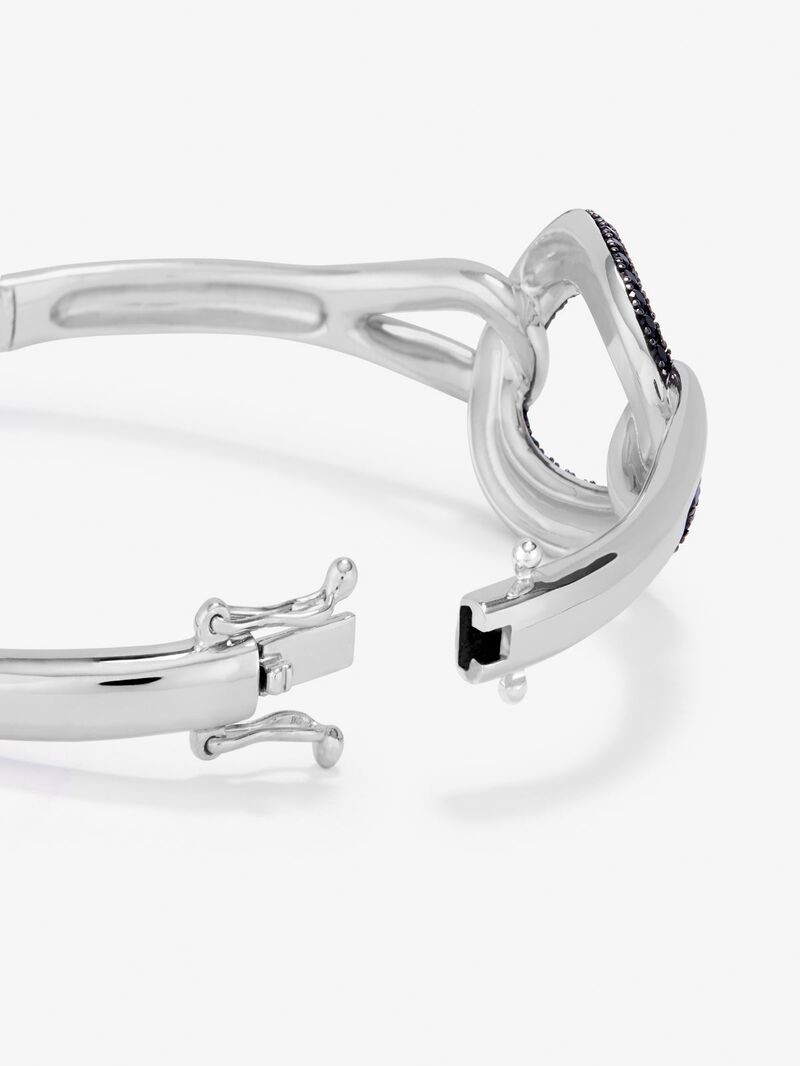 Rigid 925 silver bracelet with 86 black spinels with a total of 1.26 cts image number 4