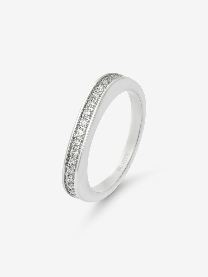 18K white gold alliance ring with 23 brilliant-cut diamonds with a total of 0.18 cts image number 0
