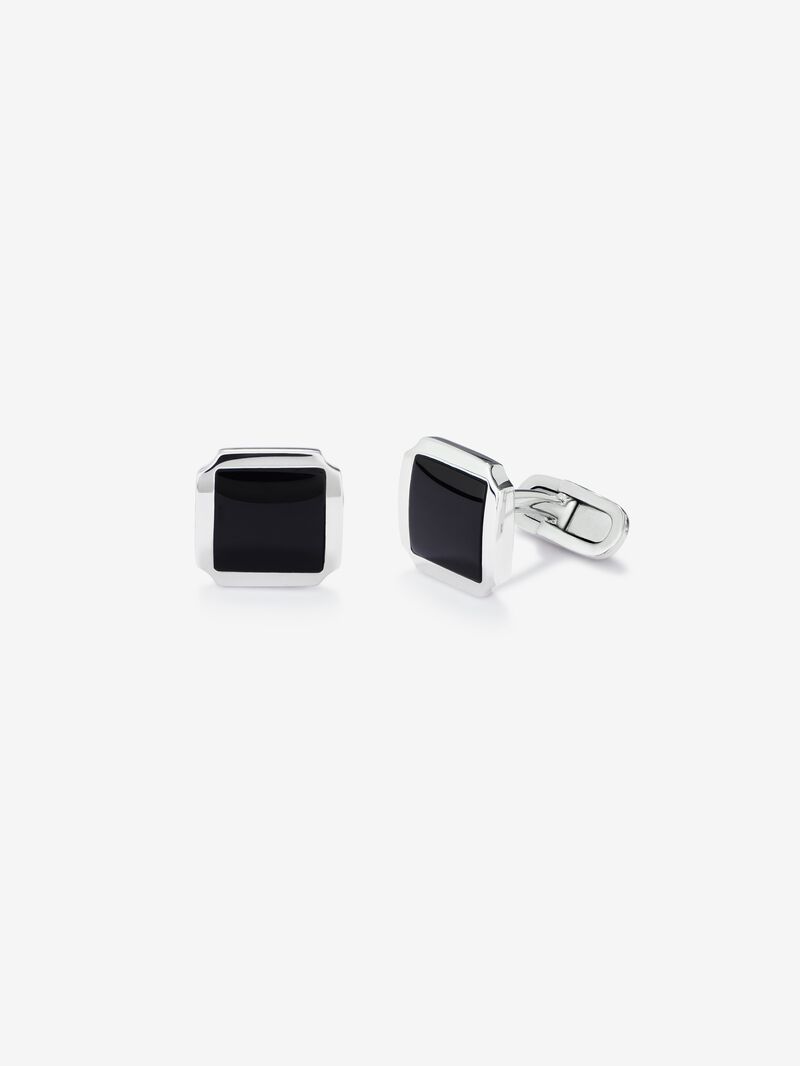 925 silver cufflinks with 2 black onyx with a total of 5.49 cts image number 0