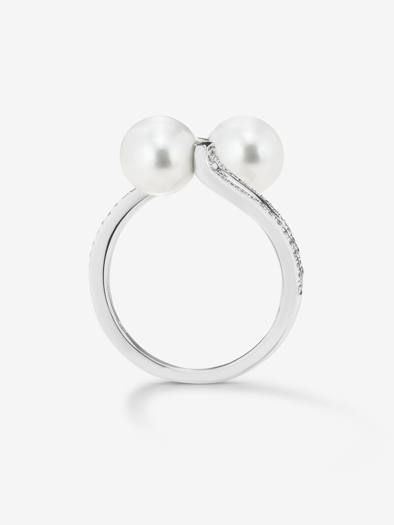 You and me ring in 18K white gold with 2 7mm Akoya pearls and 62 brilliant-cut diamonds with a total of 0.22 cts image number 4