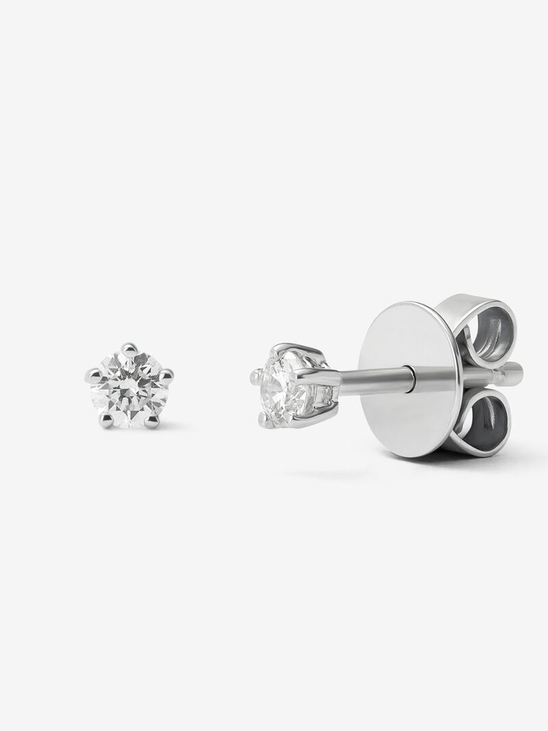18K white gold earrings with 2 brilliant-cut diamonds with a total of 0.2 cts image number 0