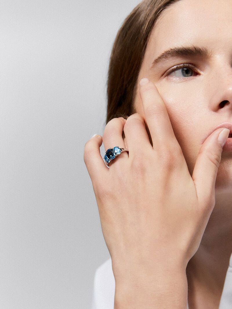 928 Silver Trio Ring with Topaz image number 5