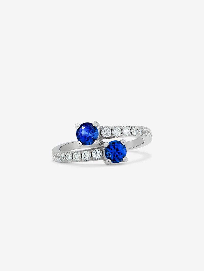 You and I of 18k White Gold with Zafiro and Diamond image number 2