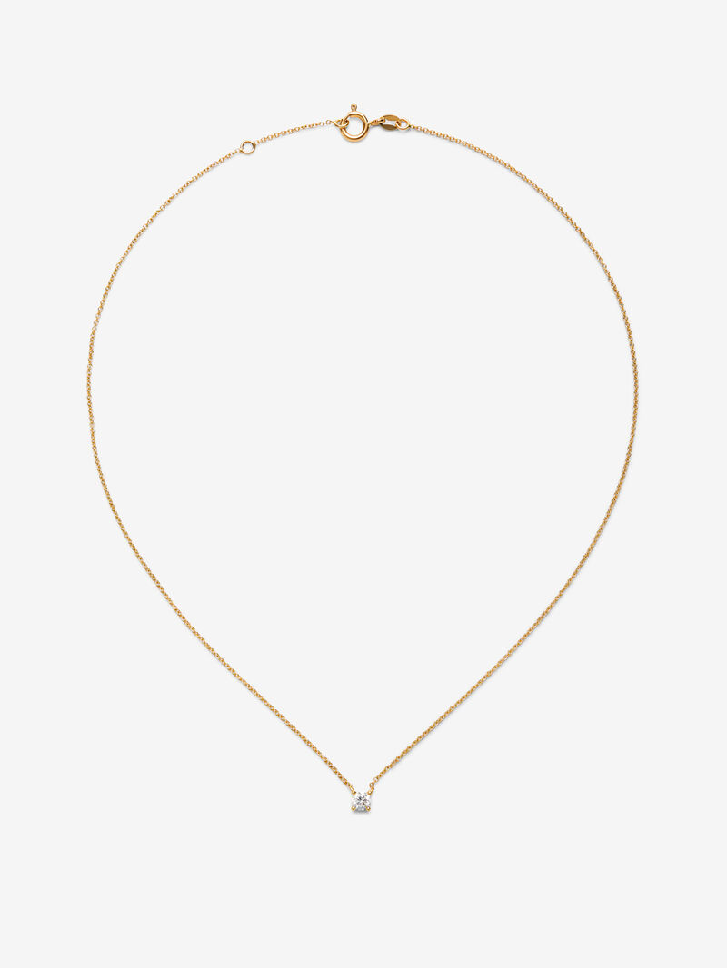 18K yellow gold necklace with 0.30 ct brilliant-cut central diamond image number 0
