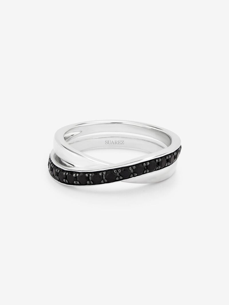 928 Silver Crossed Ring with Spinel Stones image number 1