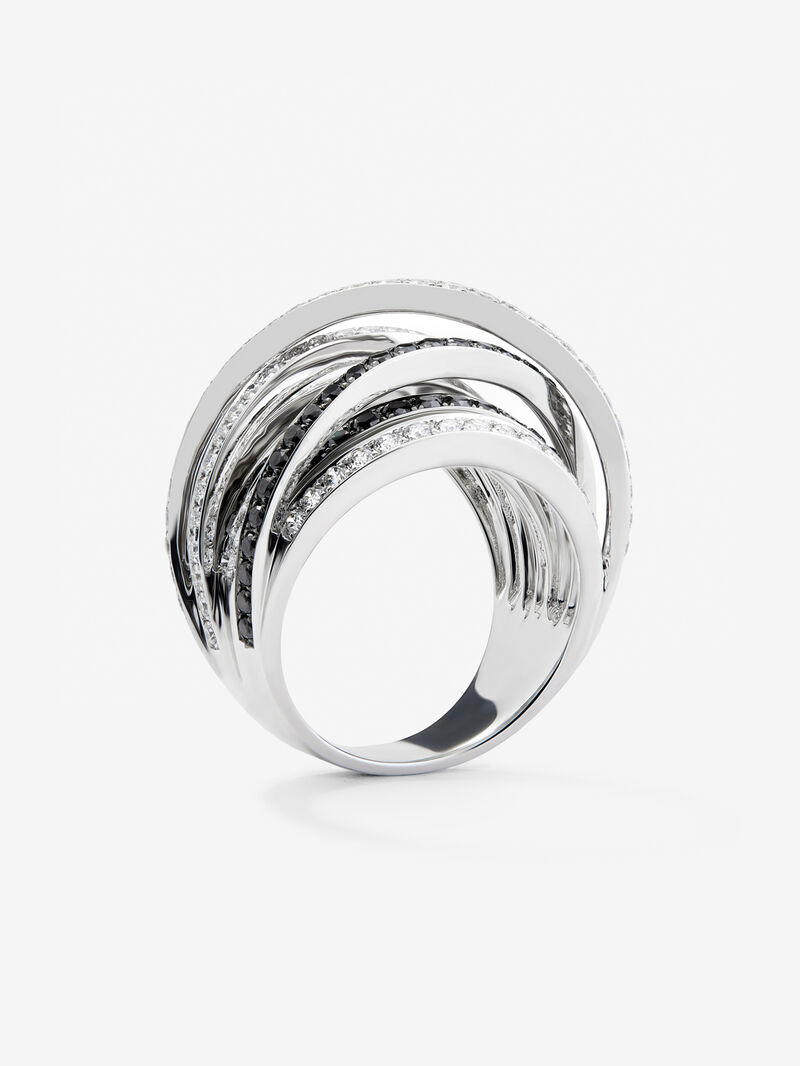 18K white gold multi-arm ring with 111 brilliant-cut white diamonds with a total of 2.67 cts and 74 brilliant-cut black diamonds with a total of 1.15 cts image number 4