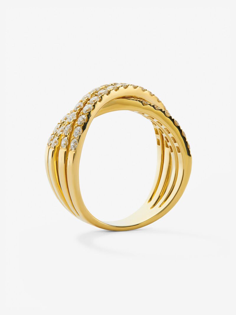 18K yellow gold cross ring with white diamonds of 1.13 cts image number 5