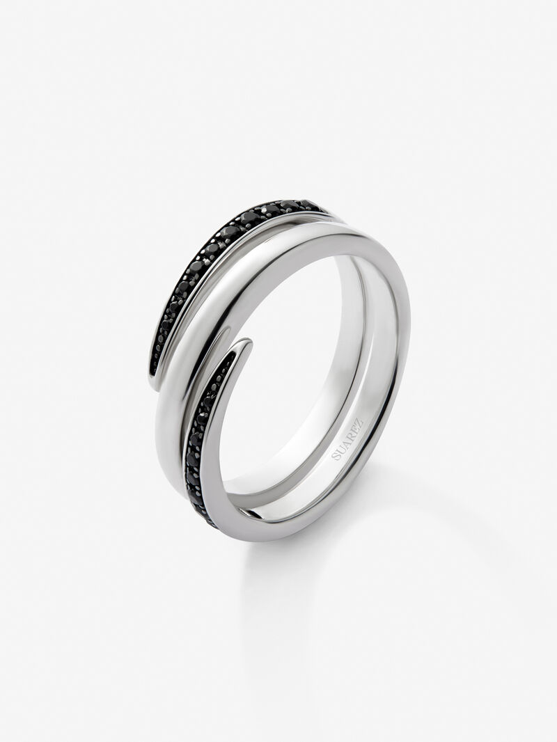 925 silver multi-arm ring with brilliant-cut black spinels image number 0