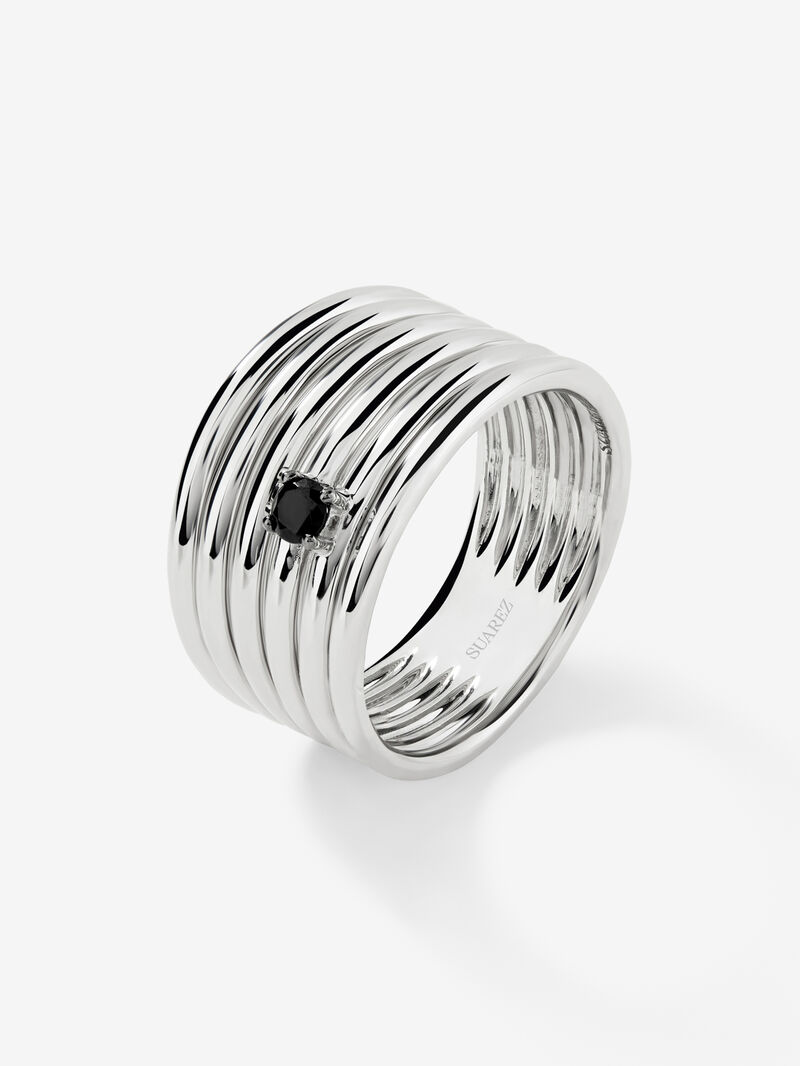 925 silver multi-arm ring with brilliant-cut black spinel image number 0
