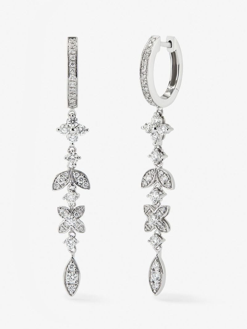 18K white gold earrings with 70 brilliant-cut diamonds with a total of 0.75 cts image number 0