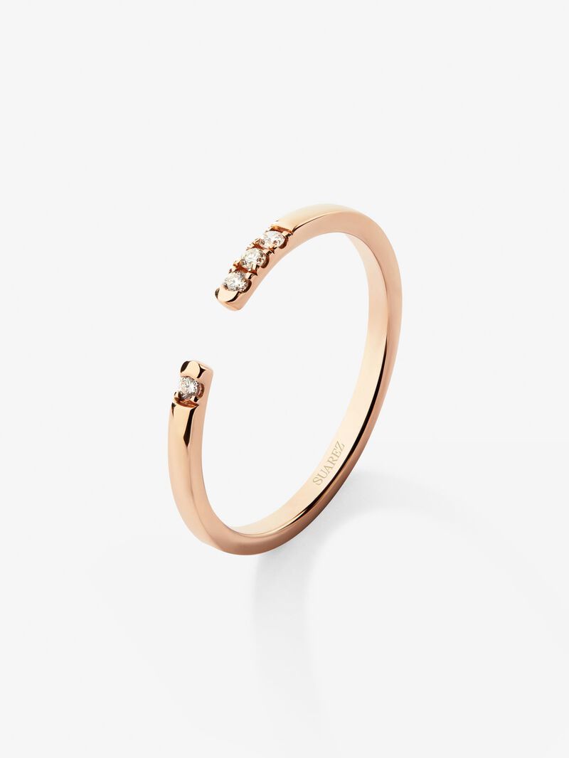 18K rose gold open ring with 4 brilliant-cut diamonds with a total of 0.05 cts image number 0