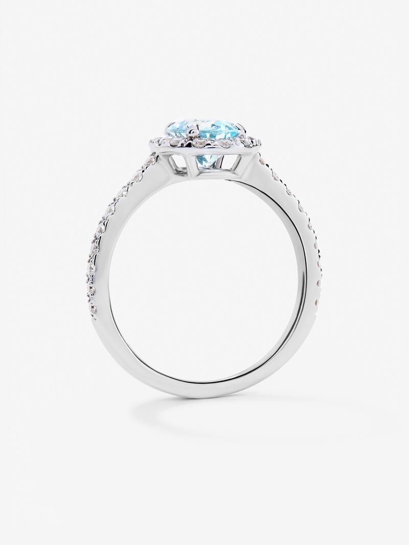 18K white gold ring with aquamarine and diamond image number 4