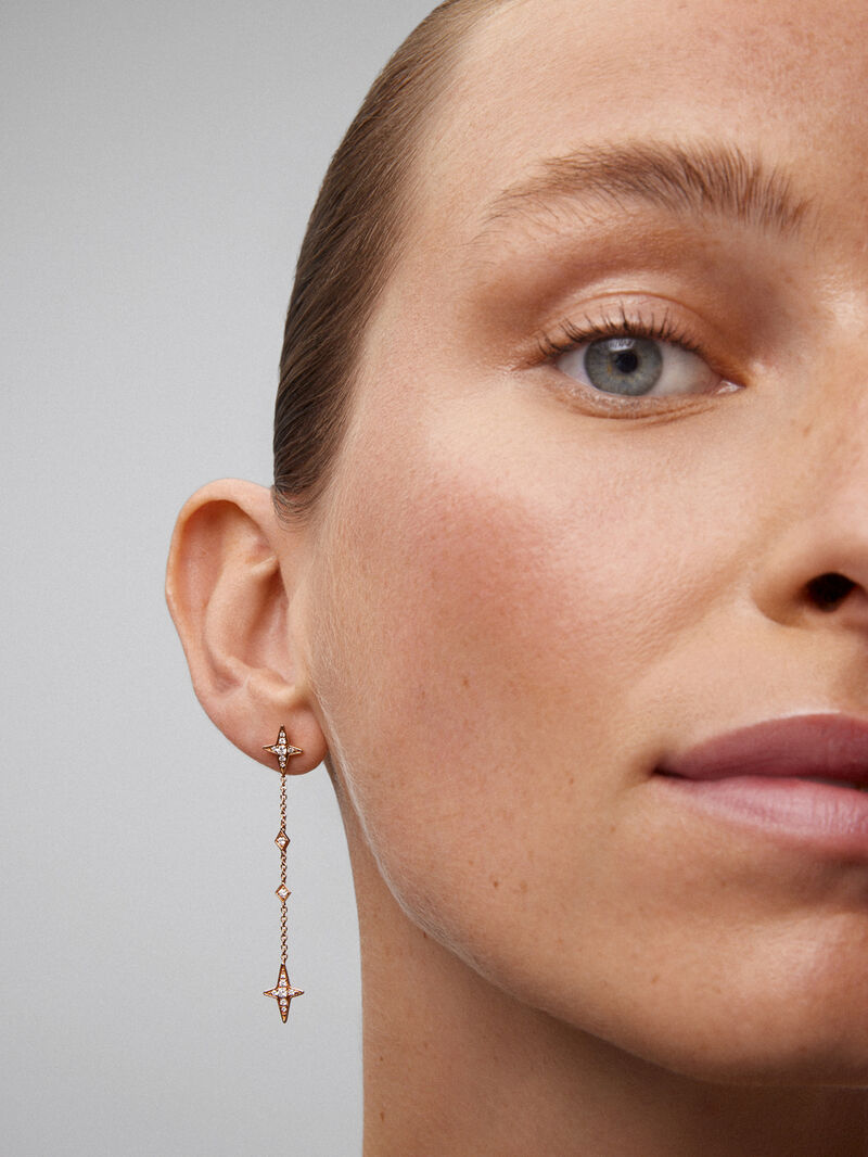 18K rose gold earrings with 32 brilliant-cut diamonds with a total of 0.28 cts image number 1