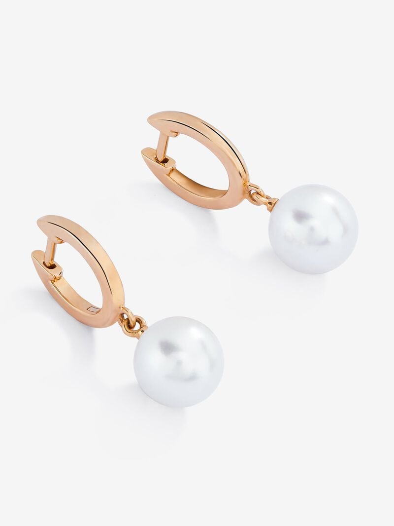 18K rose gold earrings with 2 8.5mm akoya pearls image number 2