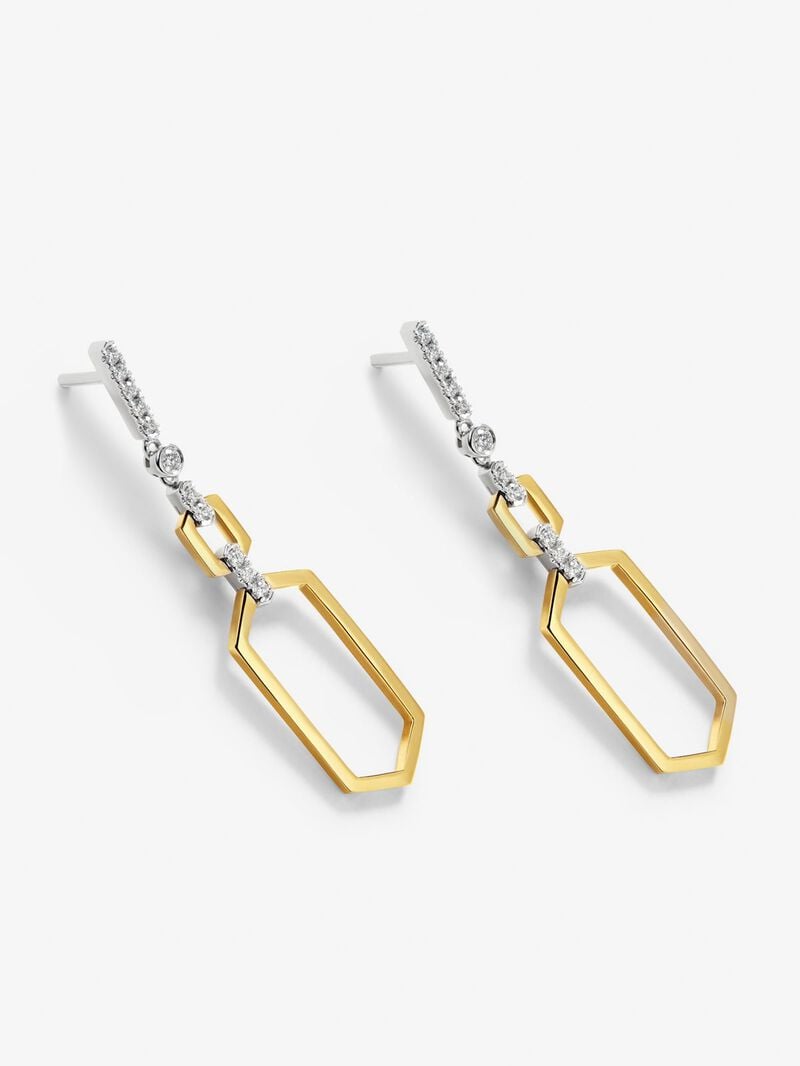 18K white and yellow gold earrings with white diamonds of 0.2 cts image number 2