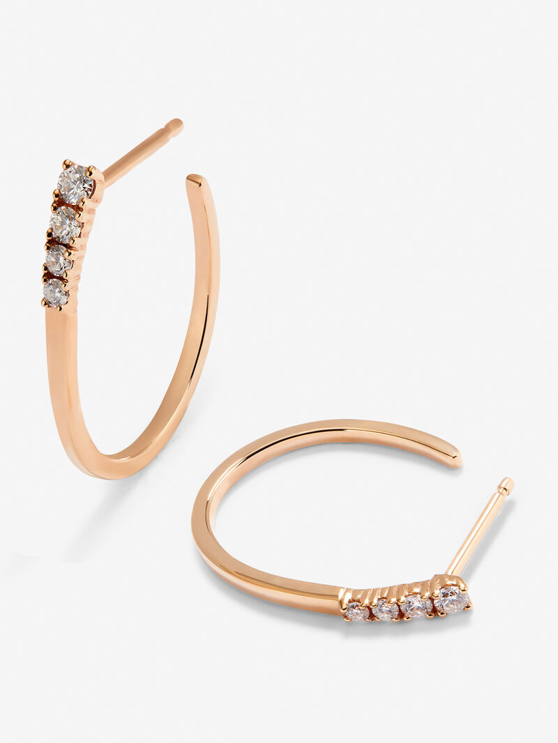 18K rose gold hoop earrings with 8 brilliant-cut diamonds with a total of 0.26 cts image number 2