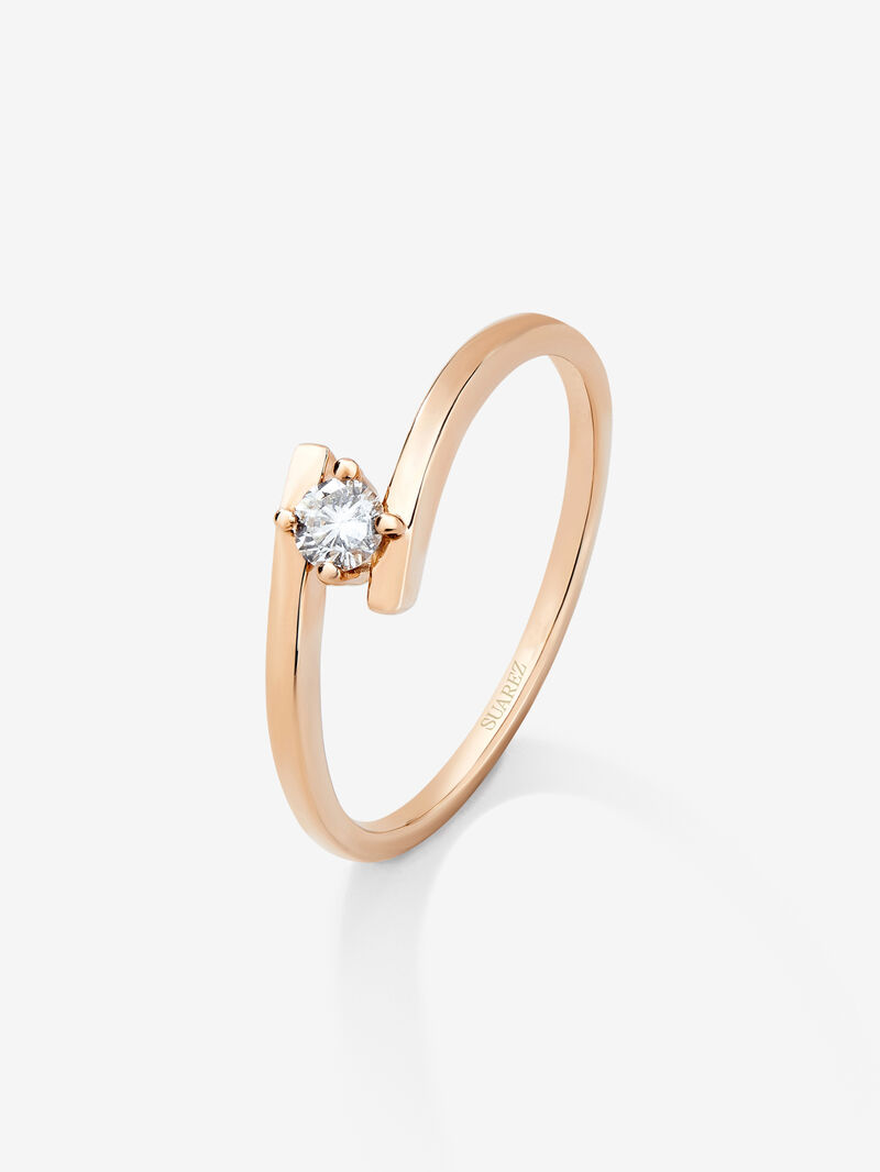 18K rose gold solitaire ring with 0.1 ct brilliant cut diamond image number 0