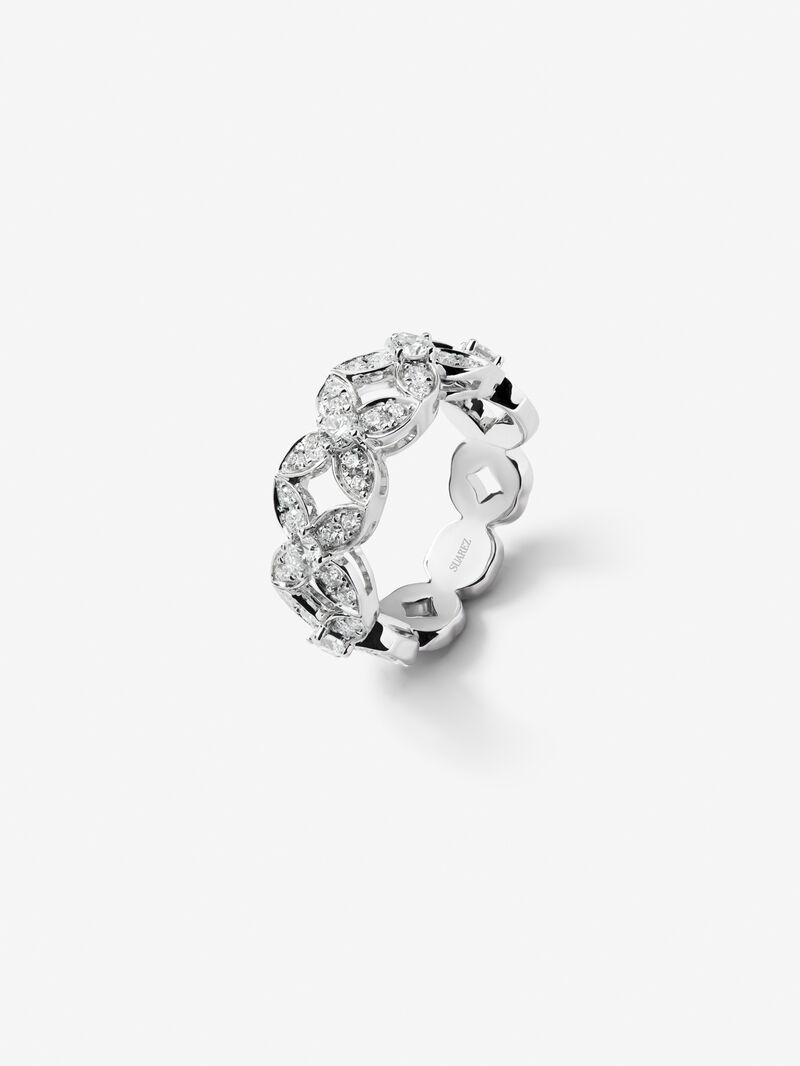 18K white gold ring with white diamonds in 1.05 cts image number 0