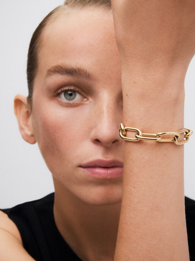 Extra large link bracelet in 18K yellow gold image number 3
