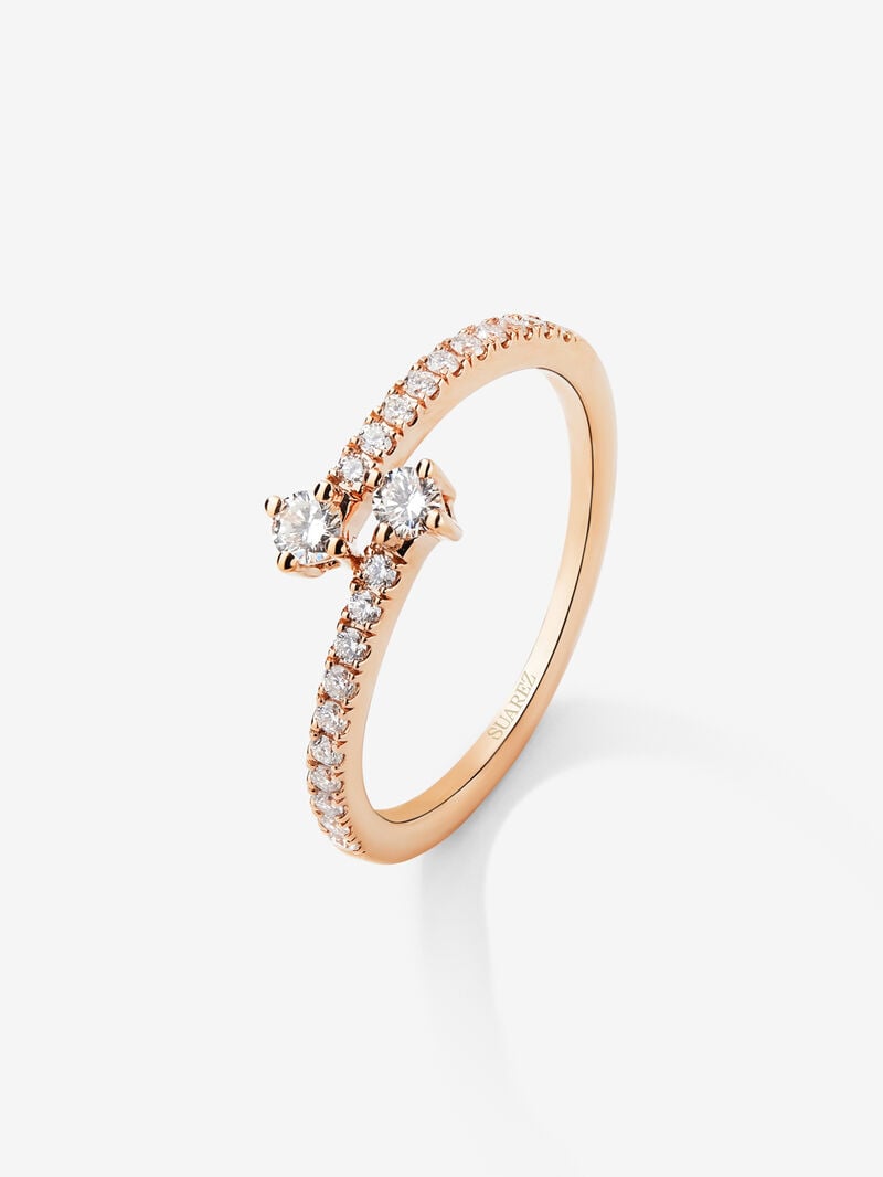 You and Me ring in 18K rose gold with diamonds. image number 0