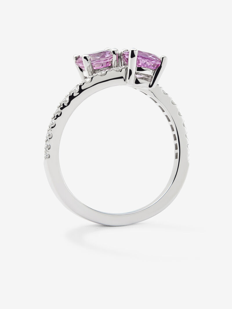 You and me ring in 18K white gold with 2 brilliant-cut pink sapphires of 1.78 cts and brilliant-cut diamonds with a total of 0.34 cts image number 2