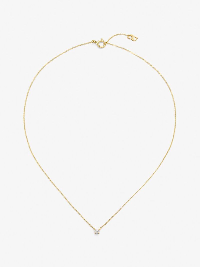18K yellow gold solitaire pendant with 0.15 ct brilliant cut diamond image number 0