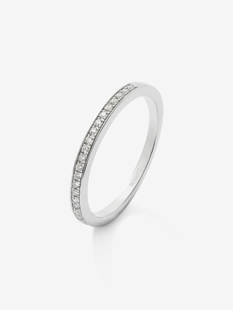 Half wedding band in 18K white gold with brilliant-cut pavé diamonds with a total of 0.08 cts image number 0