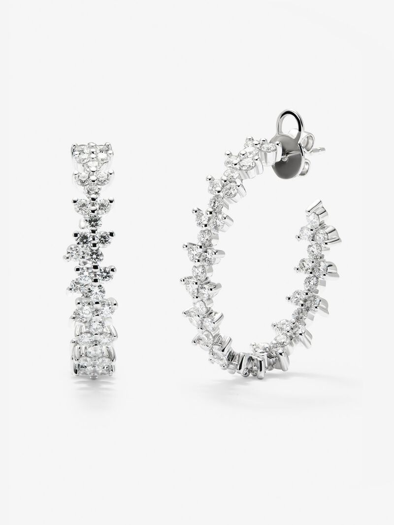 18K white gold hoop earrings with 90 brilliant-cut white diamonds with a total of 2.64 cts image number 0