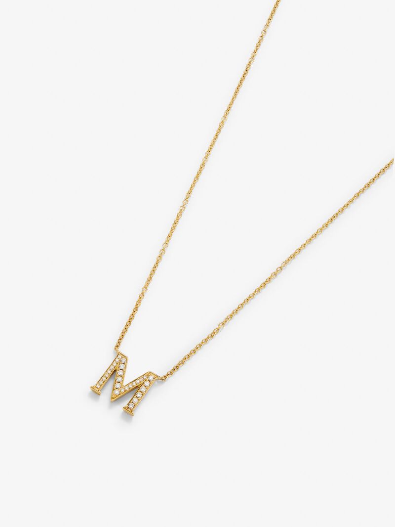 18K yellow gold pendant with letter C and 12 brilliant-cut diamonds with a total of 0.14 cts image number 3