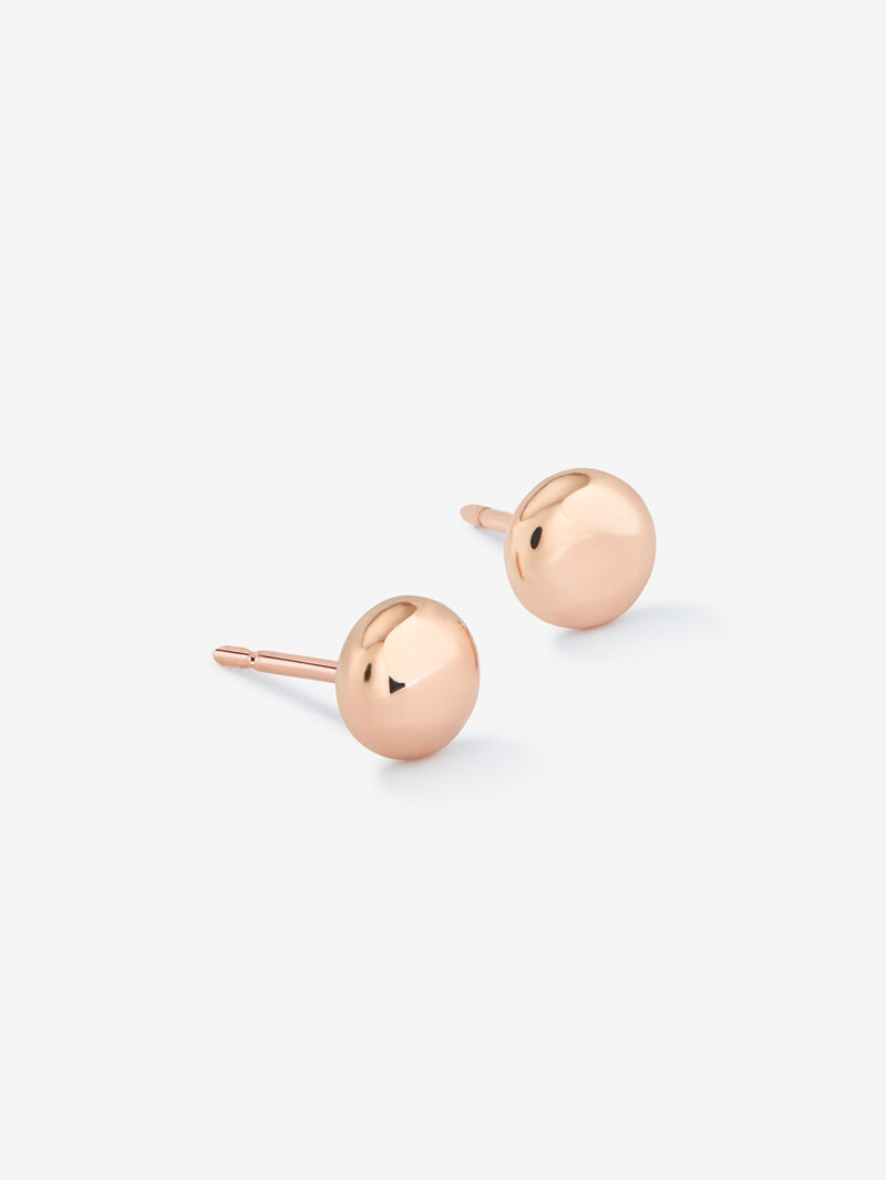 Small 18K rose gold button earrings image number 2