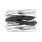 Anillo Argento plata con espinelas negras 0,73 quilates, SO16094-AGESP
