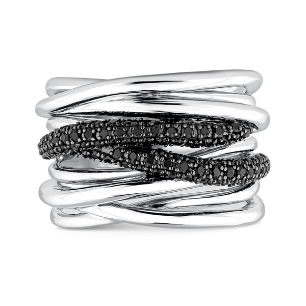Anillo Argento plata con espinelas negras 0,73 quilates, SO16094-AGESP