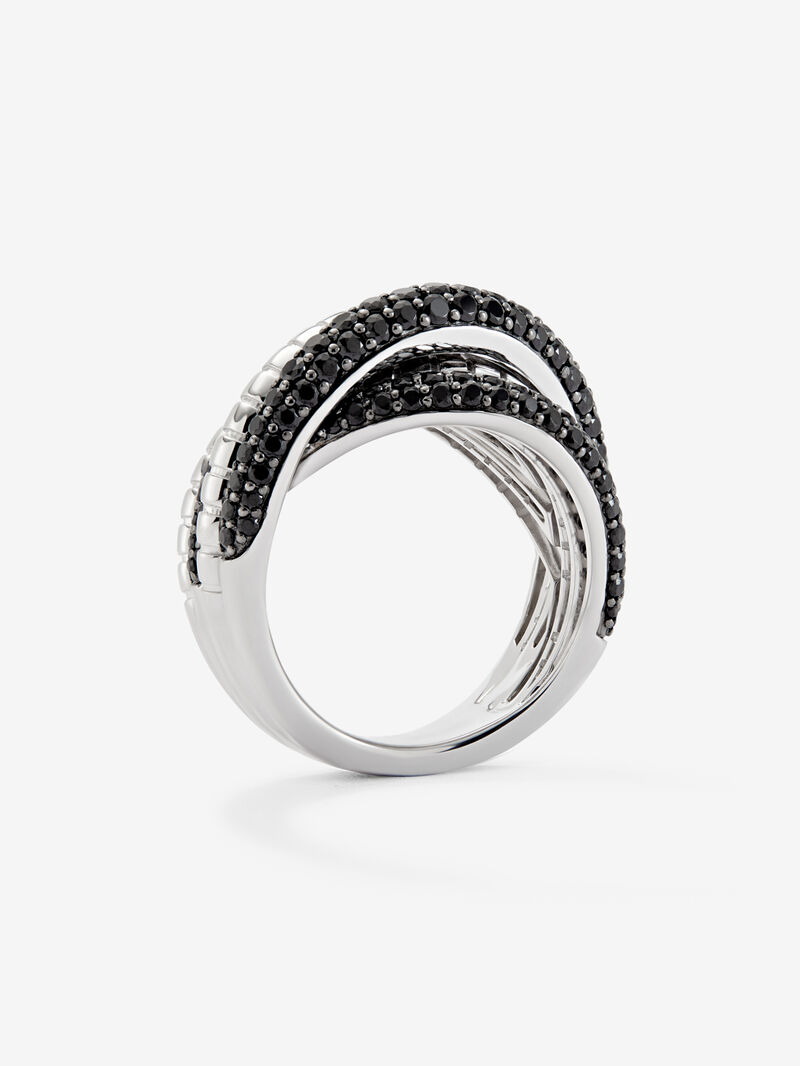 Wide multi-arm 925 silver ring with 213 brilliant-cut black spinels image number 4