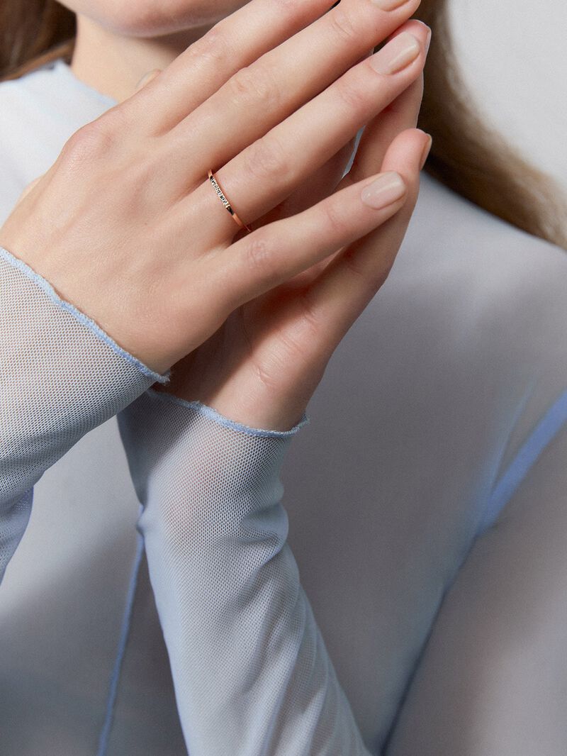 18K rose gold ring with 5 brilliant-cut diamonds with a total of 0.05 cts image number 3