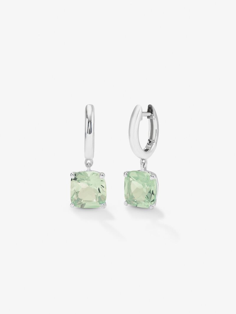 925 silver earrings with green amethists in 5.3 cts Cushion image number 0