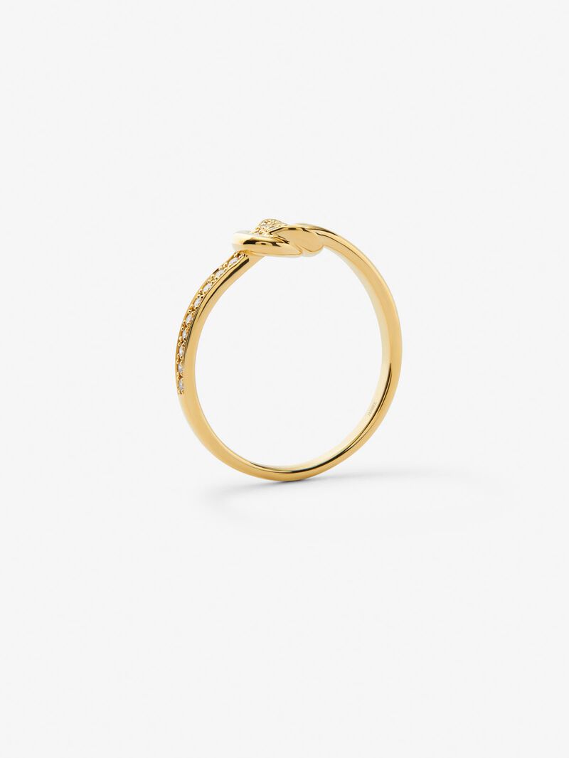 18K yellow gold ring with 15 brilliant-cut diamonds with a total of 0.09 cts and a knot shape image number 4